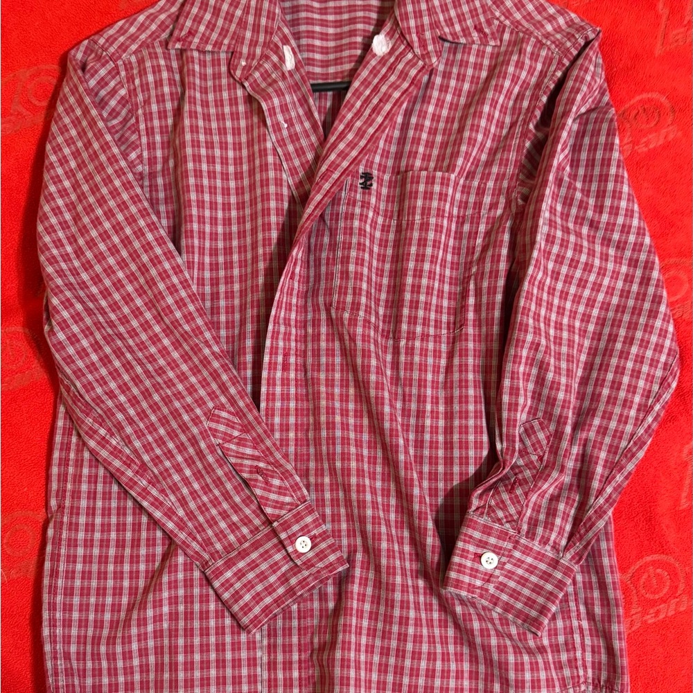 Boys Red Plaid Button-Up Shirt size 8
